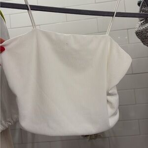 White Ribbed Camisole Top